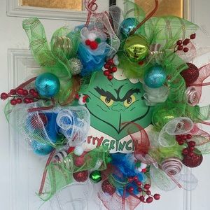 Handmade grinch Christmas wreath